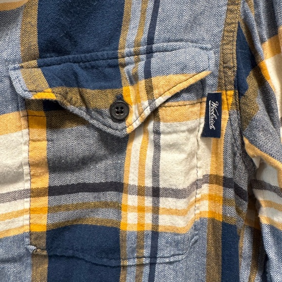 Like New Woolrich Woolen Mills Men’s Yellow/ Blue Plaid Button Down LS Size M - Picture 2 of 4